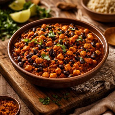 Image of Curried Chickpeas and Black Beans Low Fat