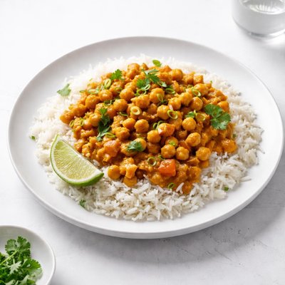 Image of Curried Chickpeas Over Rice