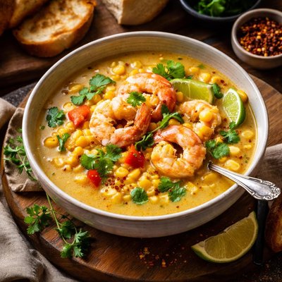 Image of Curried Corn and Shrimp Soup