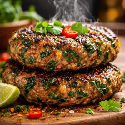 Image of Curried Lamb and Spinach Burgers