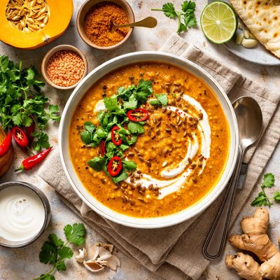 Image of Curried Lentil and Pumpkin Soup