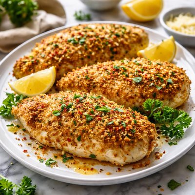 Image of Curried Parmesan Encrusted Baked Chicken Breasts