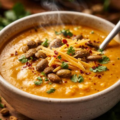 Image of Curried Pumpkin and Cheddar Bisque