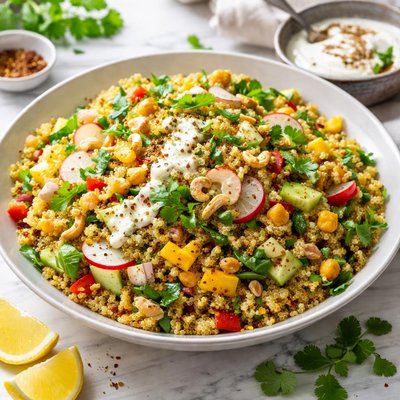 Image of Curried Quinoa Salad with Yogurt Cumin Dressing