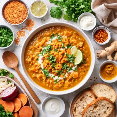 Image of Curried Red Lentil Sweet Potato Soup