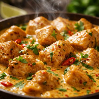 Image of Curried Sauteed Chicken Chunks with Coconut Milk