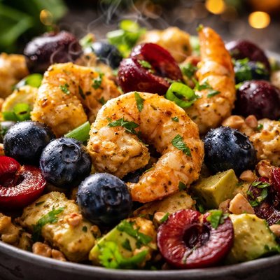 Image of Curried Shrimp Salad with Blueberries and Cherries