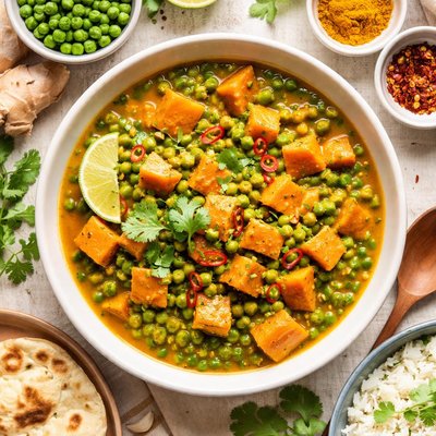 Image of Curried Sweet Potatoes and Green Peas