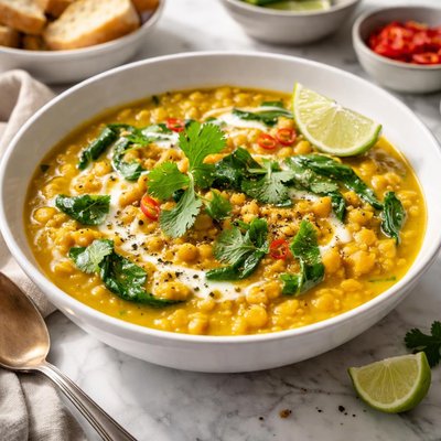 Image of Curried Yellow Split Pea Soup with Spinach