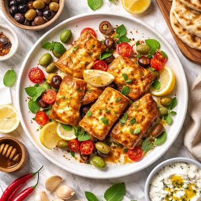 Image of Cypriot Fried Haloumy Cheese Saganaki Haloumi