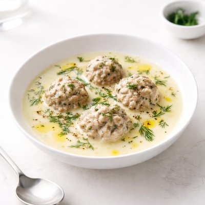 Image of Cypriot Meatball Soup Yourvarlakia Avgolemono Gluten Free