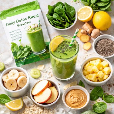 Image of Daily Detox Ritual 2 Breakfast Meal Replacement Green Smoothie