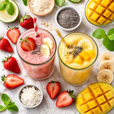 Image of Dairy Free Strawberry Banana and Mango Smoothie