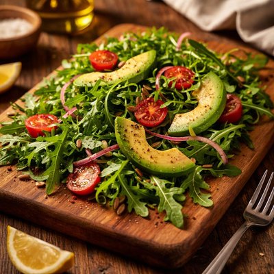 Image of Dandelion Greens or Arugula and Avocado Salad