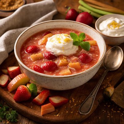 Image of Danish Rhubarb Wine Soup Rabarbersuppe Med Vin