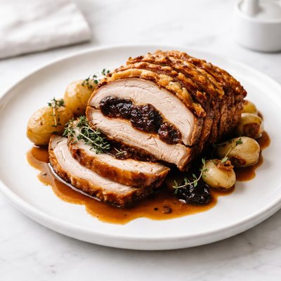 Image of Danish Roast Pork with Prunes Flaskesteg Med Svesker