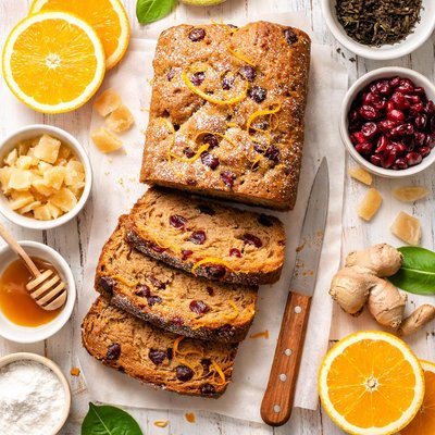 Image of Darjeeling Cranberry Ginger and Orange Tea Loaf Fat Free