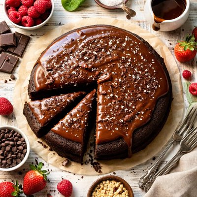 Image of Dark Chocolate Cake with Warm Glaze