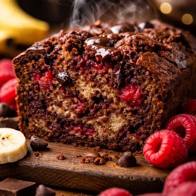 Image of Dark Chocolate Raspberry Banana Bread