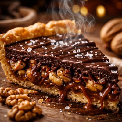 Image of Dark Chocolate Walnut Caramel Pie