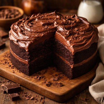 Image of Dark Cocoa Buttermilk Cake with Chocolate Cream Cheese Frosting
