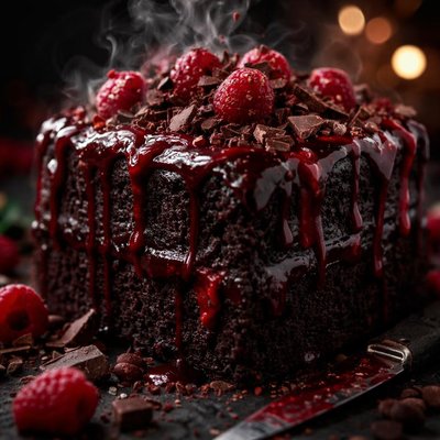 Image of Dark Creepy Gory Chocolate Cake
