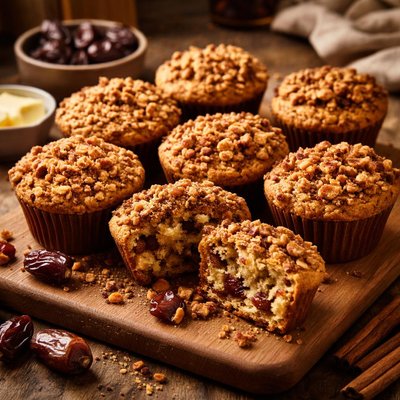 Image of Date Muffins with Streusel Topping