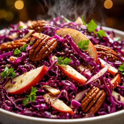 Image of Dazzling Winter Slaw Red Cabbage Apple and Pecan Salad