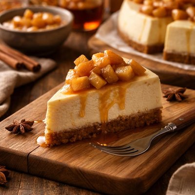 Image of Decadent Cheesecake with Maple Applesauce