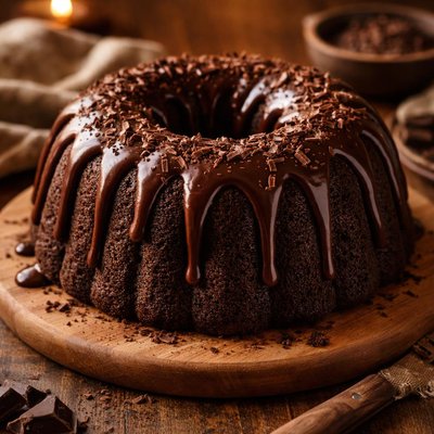 Image of Decadent Chocolate Bundt Cake with Chocolate Gnache