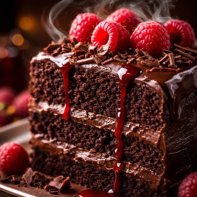 Image of Decadent Chocolate Cake W Raspberry Liqueur