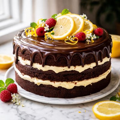 Image of Decadent Chocolate Lemon Ganache Cake