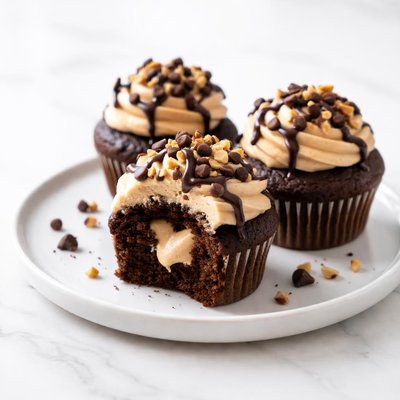 Image of Decadent Chocolate Peanut Butter Filled Cupcakes