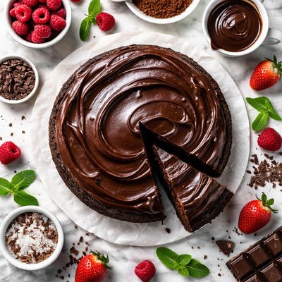 Image of Decadent Dark Chocolate Cake with Ganache Frosting