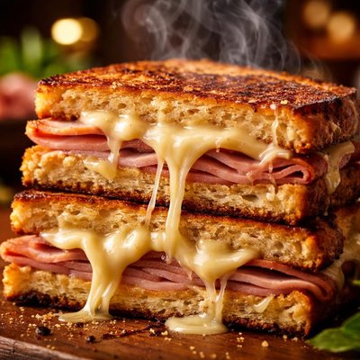 Image of Decadent Grilled Ham and Cheese Sandwich