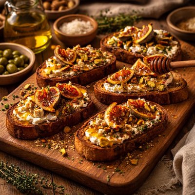 Image of Decadent Mediterranean Honeyed Olive Oil Toasts