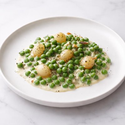 Image of Decadent Peas with Baby Onions and Cream