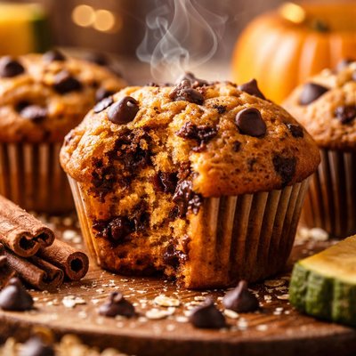Image of Deceptively Delicious Chocolate Chip Pumpkin Muffins