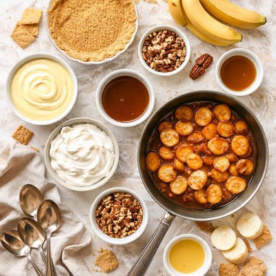 Image of Deconstructed Banana Cream Pie Bananas Foster Variation