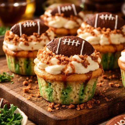 Image of Decorated Football Poke Cupcakes