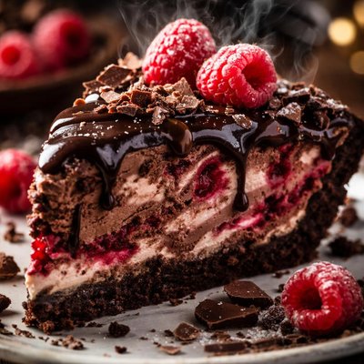 Image of Deep Chocolate Raspberry Ice Cream Pie