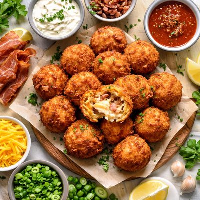 Image of Deep Fried Bacon Chicken and Cheese Balls