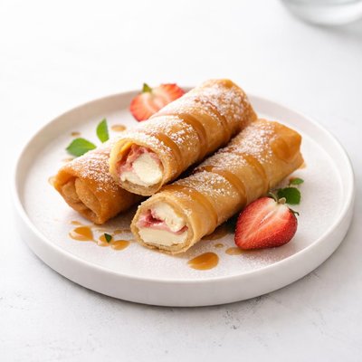 Image of Deep Fried Cheesecake Spring Roll Wrapper