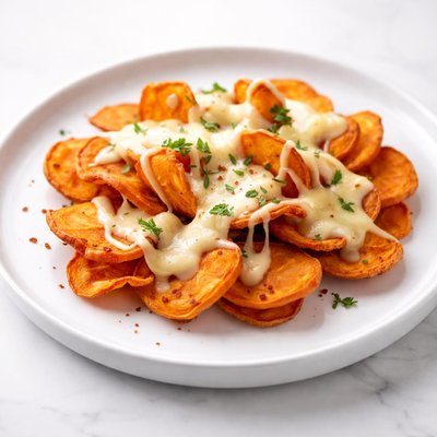 Image of Deep Fried Sweet Potato Chips with Mozzarella