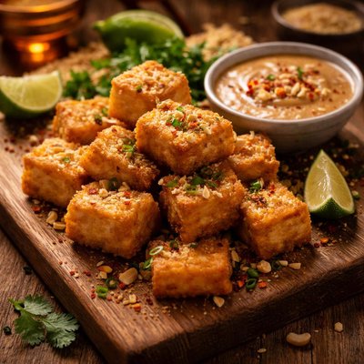 Image of Deep Fried Tofu with Peanut Sauce