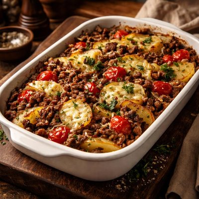 Image of Deer Potato Tomato Casserole
