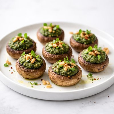 Image of Dehydrator Pesto Stuffed Mushrooms