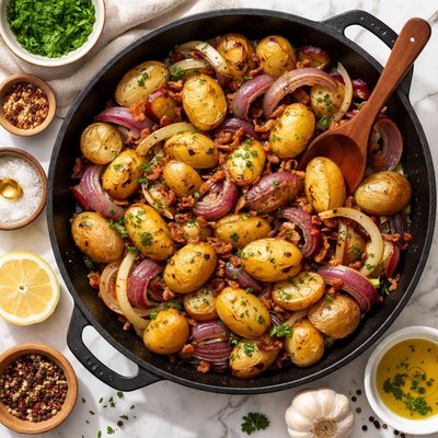 Image of Delectable Potatoes N Onions