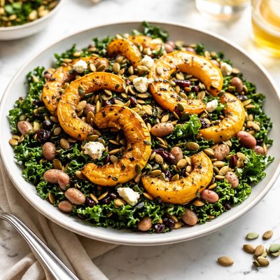 Image of Delicata Squash Salad with Kale and Cranberry Beans