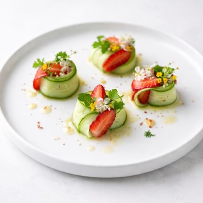 Image of Delicate Cucumber and Strawberry Tea Slices
